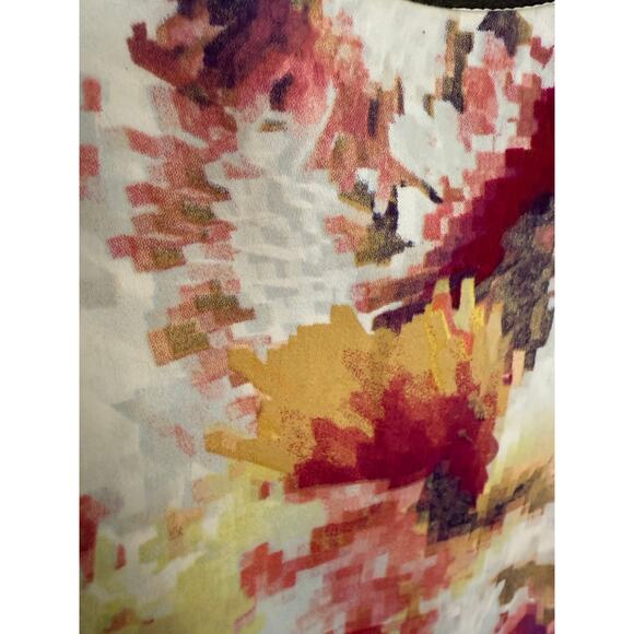 Hunter Bell NY Abstract Floral Pleated Dress Sz 8 Fit & Flare Open Back 38” Long - Picture 3 of 9